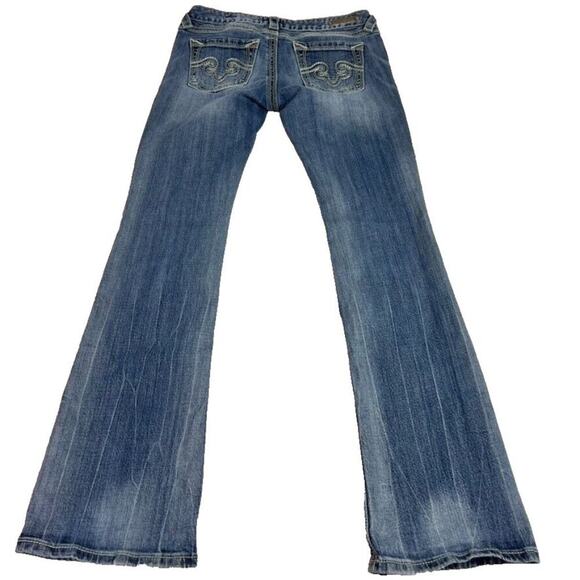 BE ROCK FOR EXPRESS Jeans Women 6R 30X40 Bootcut Blue Denim Cowboy Embroidered - Picture 3 of 12